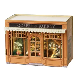 Coffee Bakery Store Wooden Retro City Model DIY
