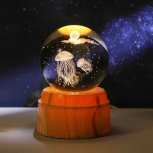 Milky Way Moon Crystal Ball Lamp Wooden Base