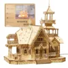 Villa House Wooden 3D Model USB Light DIY