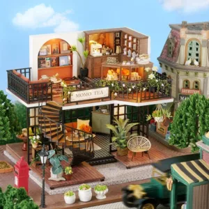 Momo Tea Shop Mini Dollhouse Kits DIY