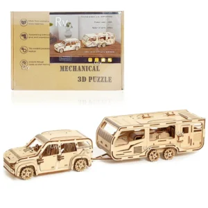 Caravan Retro 3D Wooden Model Movable Unnormal Gift DIY